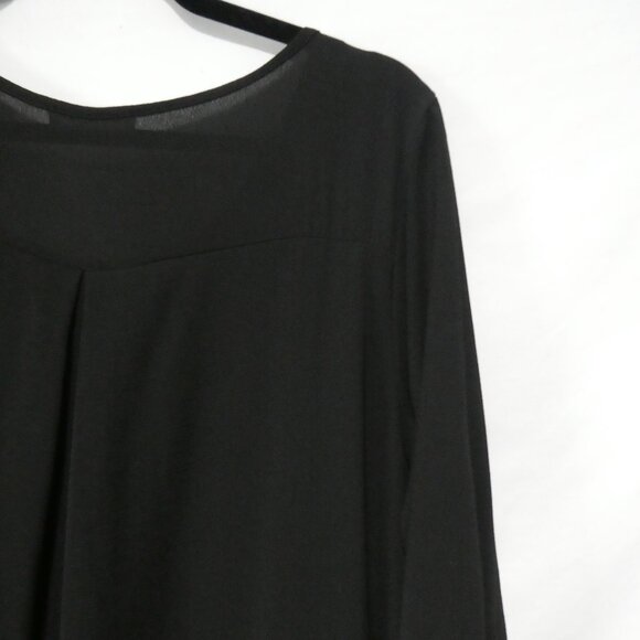CHICSOUL | 2XL - 2X | Made In The USA | Elegant Sheer Black Dress | Tied Sleeves - Picture 12 of 16